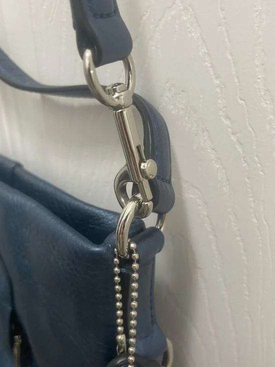 Coach Pebbled Leather Shoulder Bag in Navy Blue - Picture 4 of 8